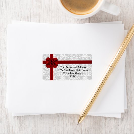 Étiquette Ruban rouge Présente Bow (En situation)