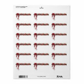 Étiquette Ruban rouge satin blanc de Noël (Feuille entière)