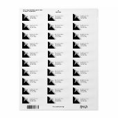 Étiquette Ruban Satin Noir et Argent (Feuille entière)