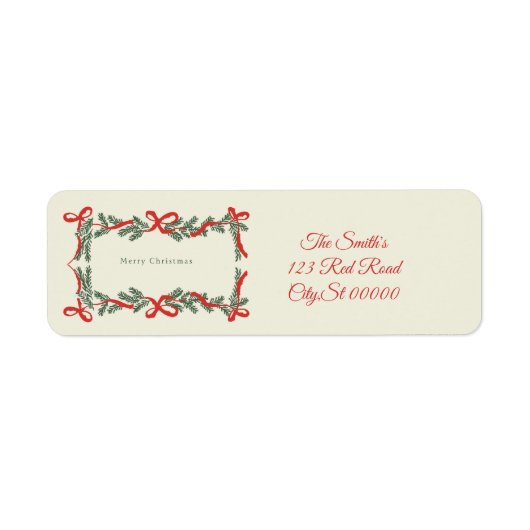 Étiquette Rubans de Joyeux Noël adresse (Devant)