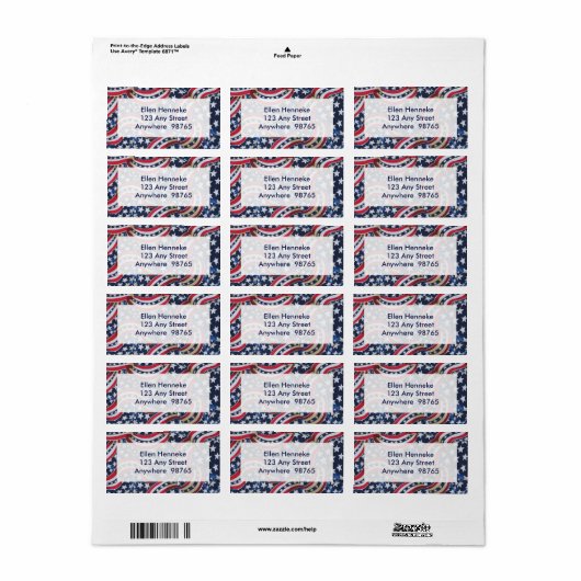 Étiquette Rubans étoilés (Feuille entière)