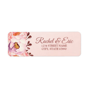 Étiquette Rubis rose pâle Mariage Floral Adresse de retour L