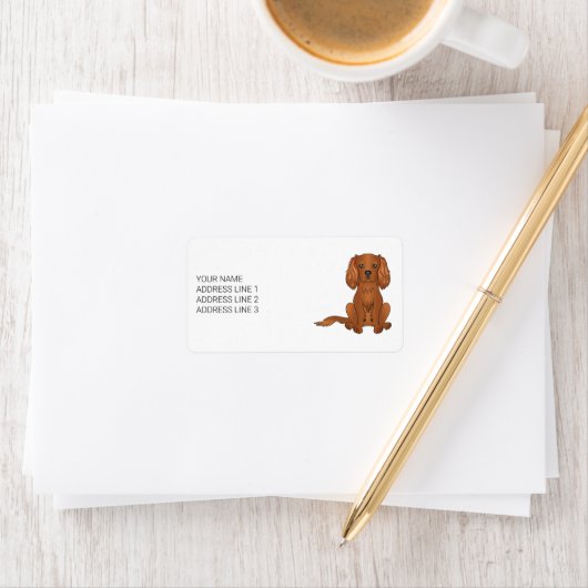 Étiquette Ruby Cavalier King Charles Spaniel & Texte (En situation)