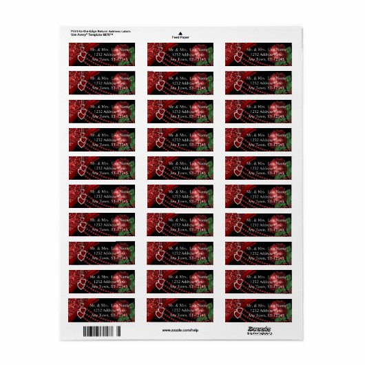 Étiquette Ruby Red Parties scintillant et Rose Anniversaire (Feuille entière)