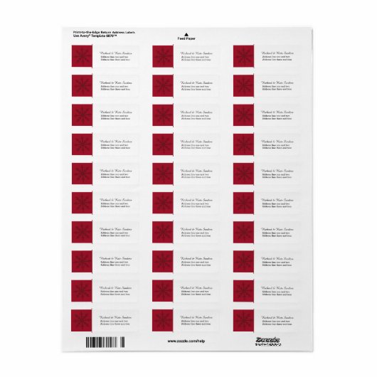 Étiquette Ruby Red Snowflake Texte personnalisé (Feuille entière)