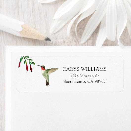 Étiquette Ruby-throated Hummingbird Label (En situation)