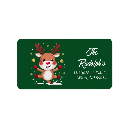 Étiquette Rudolph L'étiquette d'adresse de retour de rennes  (Devant)