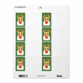 Étiquette Rudolph, renne à nez rouge (Feuille entière)