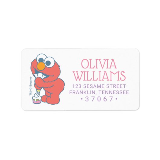 Étiquette Rue Sésame | Bébé Anniversaire - Elmo (Devant)