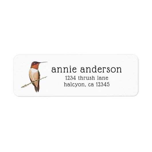 Étiquette Rufous Hummingbird Return Address Label (Devant)