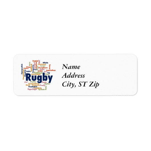 Étiquette Rugby Word Cloud (Devant)