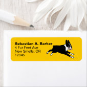 Étiquette Running Boston Terrier Cartoon Dog Adresse de reto (En situation)