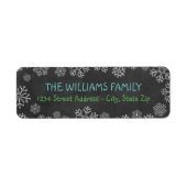 Étiquette Russe Black Chalkboard Snowflake Adresse de retour (Devant)