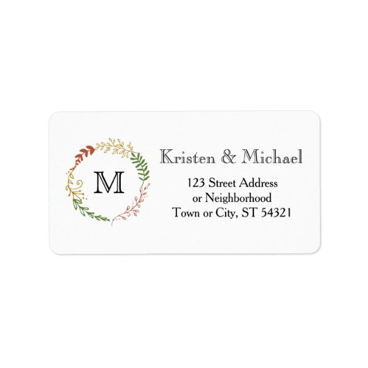 Étiquette Russe Bohémien Automne Floral Mariage Wreath (Devant)