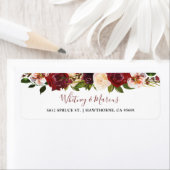 Étiquette Russe Bourgogne Blush Floral Automne Boho (En situation)