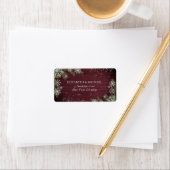 Étiquette Russe Bourgogne Snowflake Pine Adresse d'hiver (En situation)