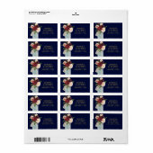 Étiquette Russe Floral Bourgogne (Feuille entière)