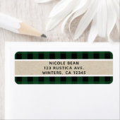 Étiquette Russe Noël Vacances Buffle Vert Plaid Kraft (En situation)