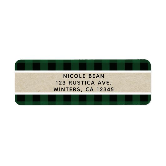 Étiquette Russe Noël Vacances Buffle Vert Plaid Kraft (Devant)