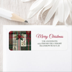 Étiquette Russe Noël Vert Plaid Tartan Motif