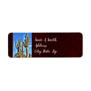 Étiquette Russe Southwestern Saguaro Cactus Retour Adresse