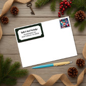 Étiquette Russe Vert & Noir Buffalo Plaid Personnalisé