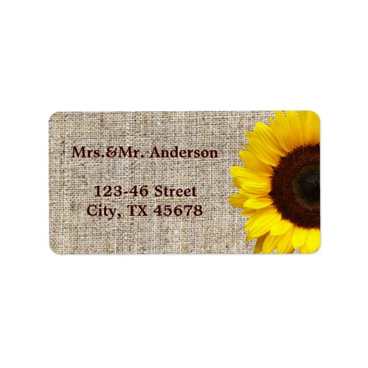 Étiquette Russe Western Pays Burlap Mariage de tournesol (Devant)