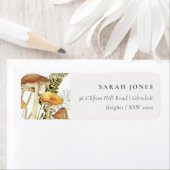 Étiquette Rust Orange Mushroom Fern Folin Adresse (En situation)