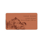 Étiquette Rust Orange Pine Woods Mountain Sketch Adresse (Devant)