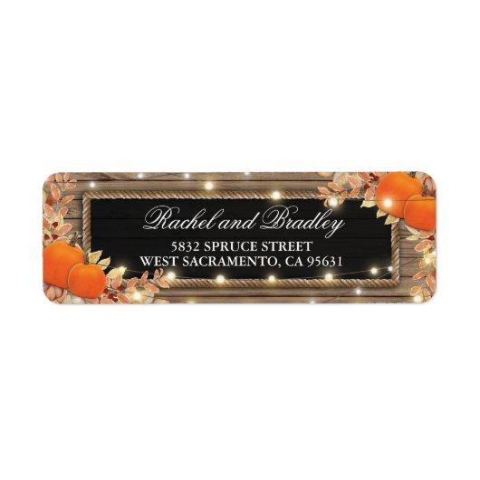 Étiquette Rustic Automne Citrouille Mariage (Devant)