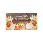 Étiquette Rustic Automne quitte Citrouilles Adresse de retou (Devant)