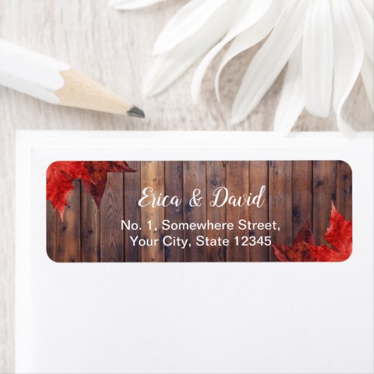 Étiquette Rustic Automne quitte Mariage de automne (En situation)