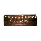 Étiquette Rustic Barn Bois Chaîne Lumières Mariage Adresse (Devant)