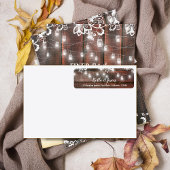 Étiquette Rustic Barn Lace Wood String Light Wedding Address