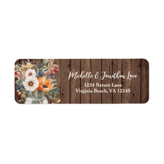 Étiquette Rustic Barn Wood Country Floral Mariage Adresse (Devant)
