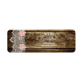 Étiquette Rustic Barn Wood & Lace Mariage Adresse de retour (Devant)