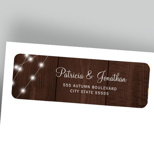 Étiquette Rustic barn wood lights wedding return address