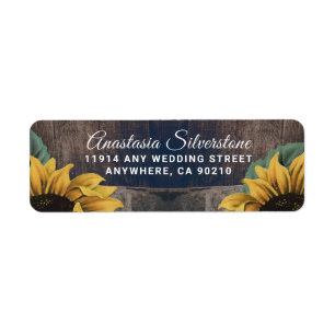 Étiquette Rustic Barrel Vintage Tournesol Adresse du Mariage