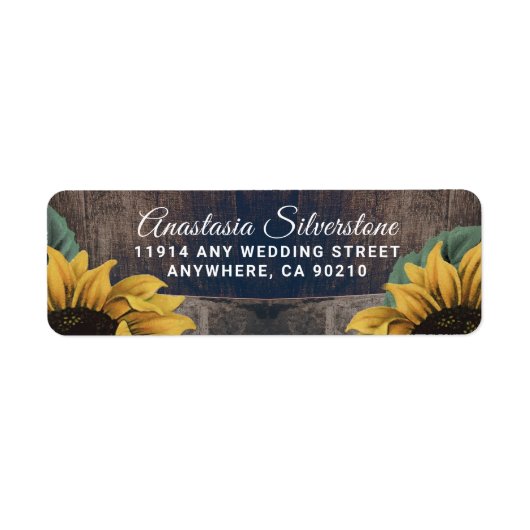 Étiquette Rustic Barrel Vintage Tournesol Adresse du Mariage (Devant)