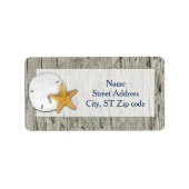 Étiquette Rustic Beach Driftwood Sand Dollar Adresse du Mari (Devant)
