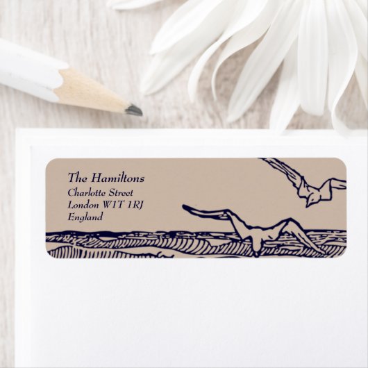 Étiquette Rustic Beach Wedding Adresse de retour Label (En situation)