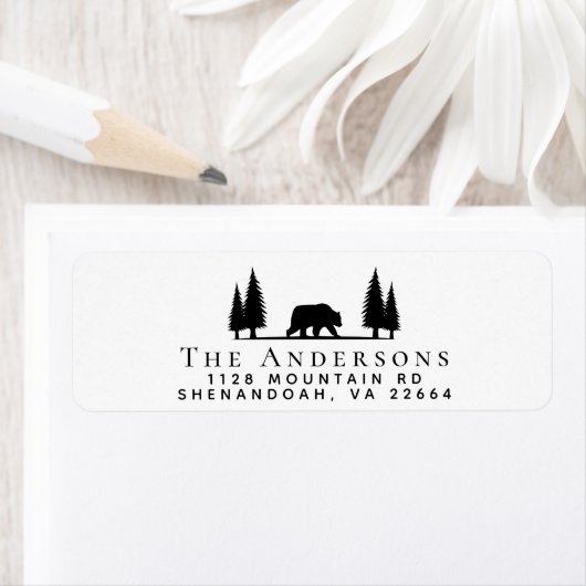 Étiquette Rustic Bear Forest Adresse de retour (En situation)