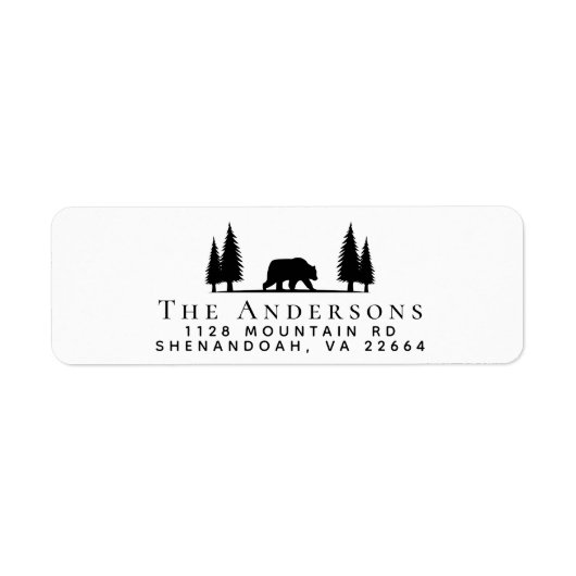 Étiquette Rustic Bear Forest Adresse de retour (Devant)
