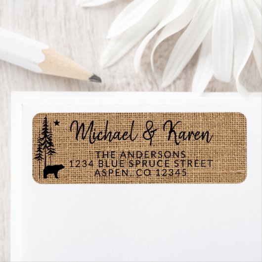 Étiquette Rustic Bear in the Woods Personalized (En situation)