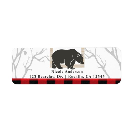 Étiquette Rustic Bear & Red Plaid Woods Invitation de la fêt (Devant)