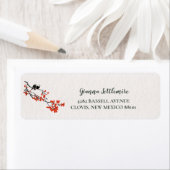 Étiquette Rustic Birds on Tree Branch With Red Leaves Label (En situation)