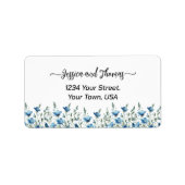 Étiquette Rustic Blue Boho Fleur sauvage Adresse Mariage (Devant)