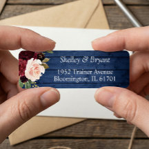 Rustic Blue Burgundy Bush Floral Adresse de retour