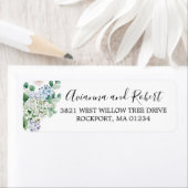 Étiquette Rustic Blue Floral Hydrangea Adresse de retour (En situation)