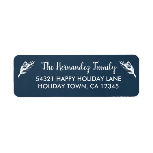 Étiquette Rustic Blue Winter Pine Branches Adresse (Devant)